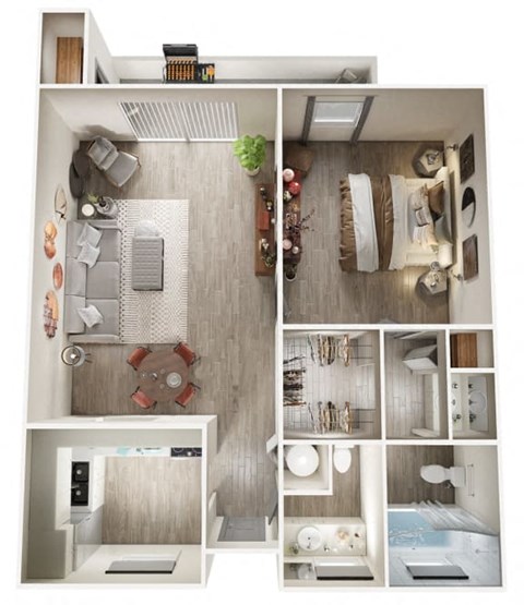 a floor plan of a 1 bedroom apartment